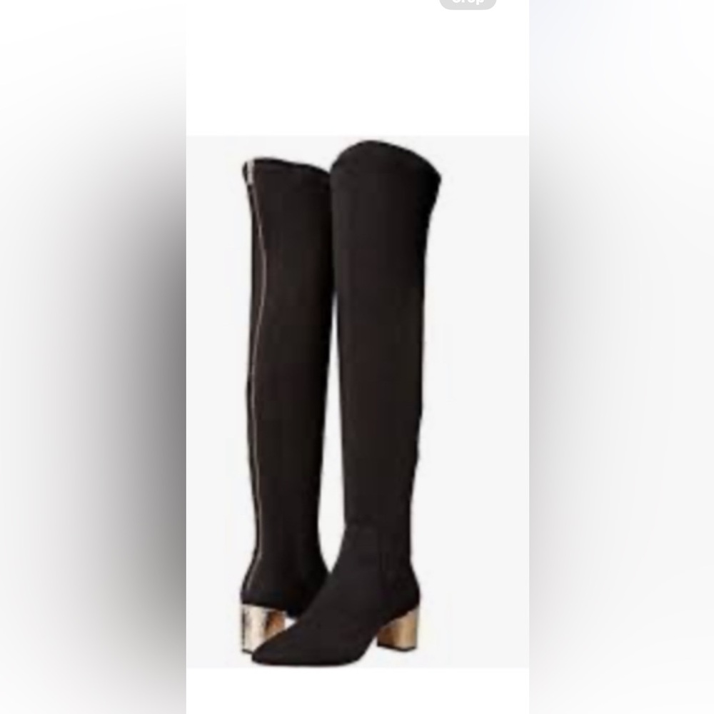Calvin Klein 11 Neron Suede Microfiber Thigh -Hi Boots, Black